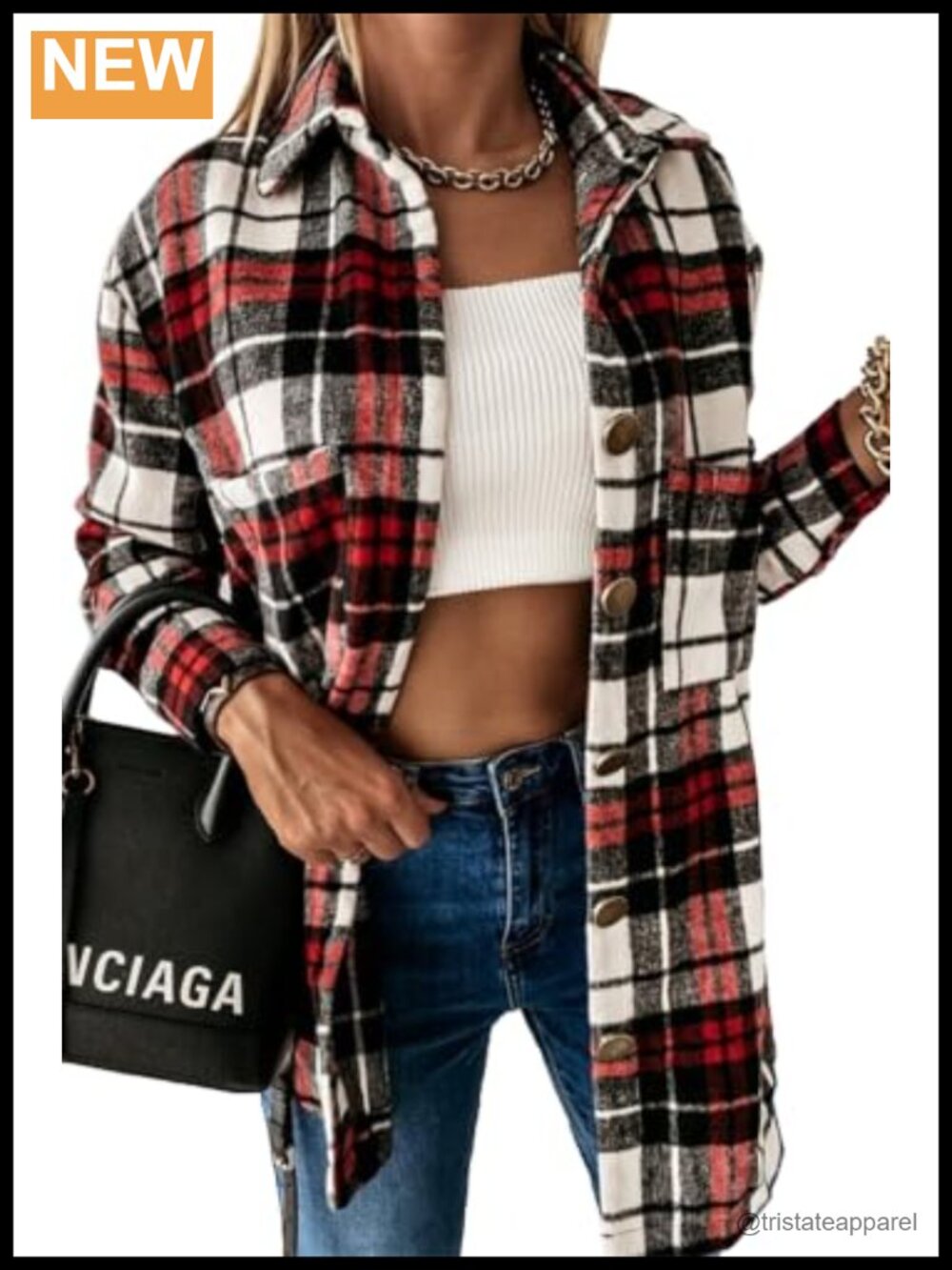Women's Flannel Button Down Long Sleeve Plaid Overshirt